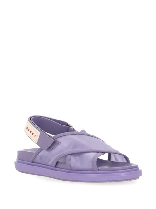 PURPLE SANDALS IN LEATHER AND TECHNICAL FABRIC Marni | FBMS016401P639200C03