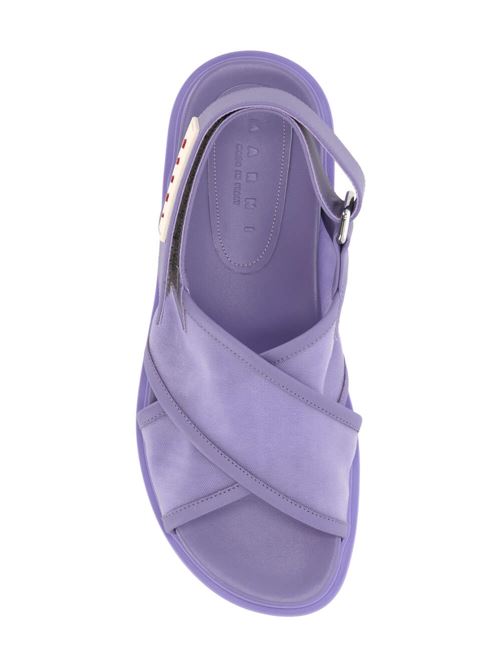 SANDALI VIOLA IN PELLE E TESSUTO TECNICO Marni | FBMS016401P639200C03