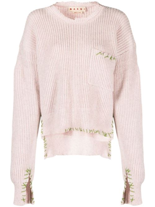 Light pink/green knit Marni | GCMD0506Q0UFH30100C17