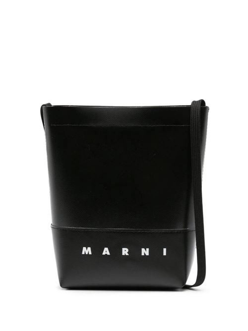 black faux leather tonal stitching logo Marni | SBMQ0068A0P576900N99