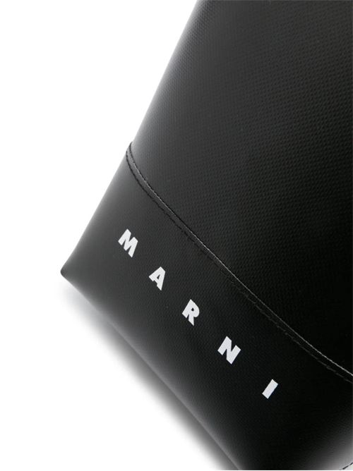 black faux leather tonal stitching logo Marni | SBMQ0068A0P576900N99