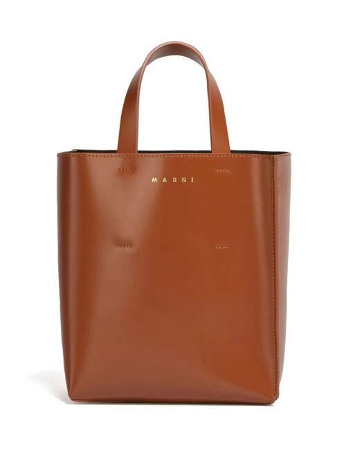 cognac brown calf leather smooth grain logo stamp Marni | SHMP0039U1LV63900M66