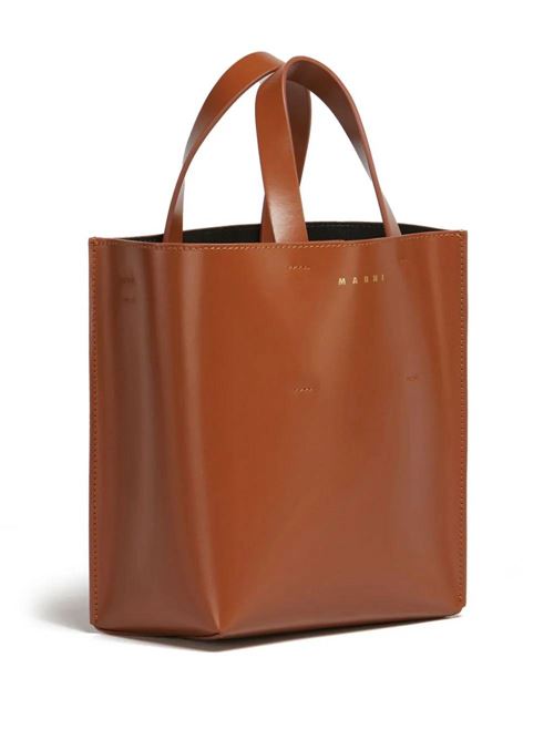 cognac brown calf leather smooth grain logo stamp Marni | SHMP0039U1LV63900M66