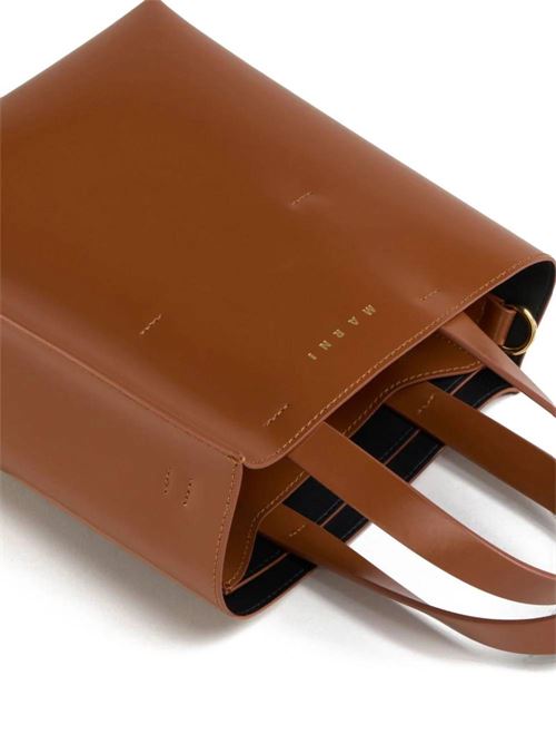 cognac brown calf leather smooth grain logo stamp Marni | SHMP0039U1LV63900M66