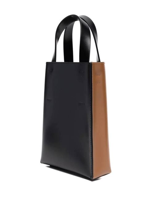 Borsa tote in pelle bicolore marrone/nera MARNI | SHMP0050Y0LV639Z2P69