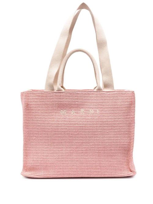 Shopper  in rafia intrecciata rosa Marni | SHMP0078U0P386000C09