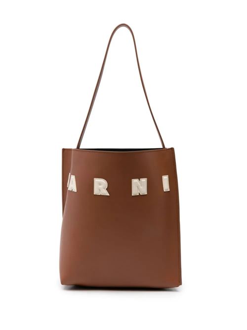 brown/white calf leather smooth grain tonal stitching logo patches Marni | SHMP0111U0P6483ZO722