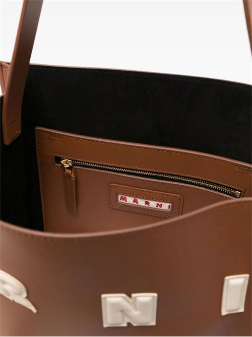 brown/white calf leather smooth grain tonal stitching logo patches Marni | SHMP0111U0P6483ZO722