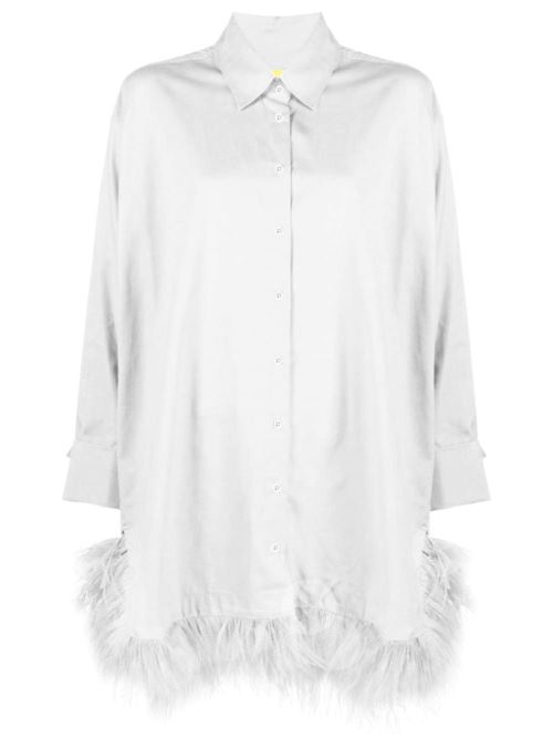 White cotton ostrich feather woman dress Marques'Almeida | RST24DR0267SHTWHITE