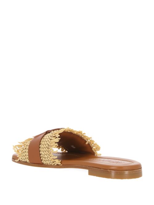 Slide in pelle e rafia bell Moncler | 4C001-50M419524D