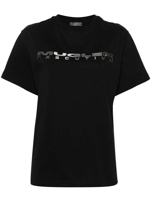 Black cotton stretch-design t-shirt Mugler | 24P3TS0099C2831999