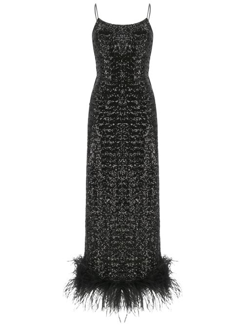 Black ostrich feather dress Oseree | PDS249BLACK