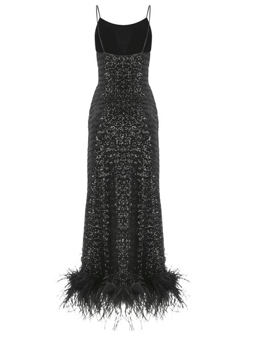 Black ostrich feather dress Oseree | PDS249BLACK