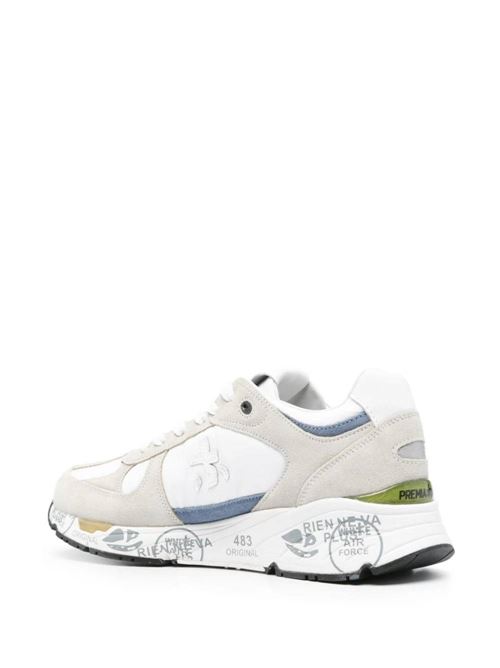 white/grey/blue colour-block panelled design Premiata | MASE6625