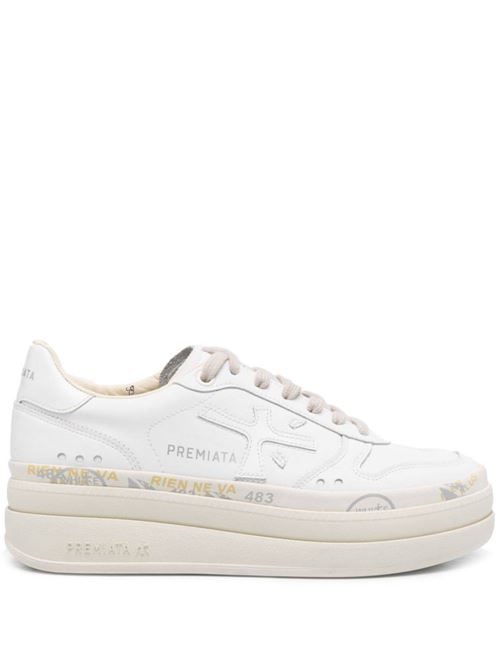 white calf leather smooth grain almond toe logo-print Premiata | MICOL6788