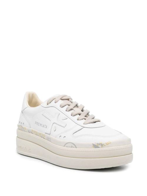 white calf leather smooth grain almond toe logo-print Premiata | MICOL6788