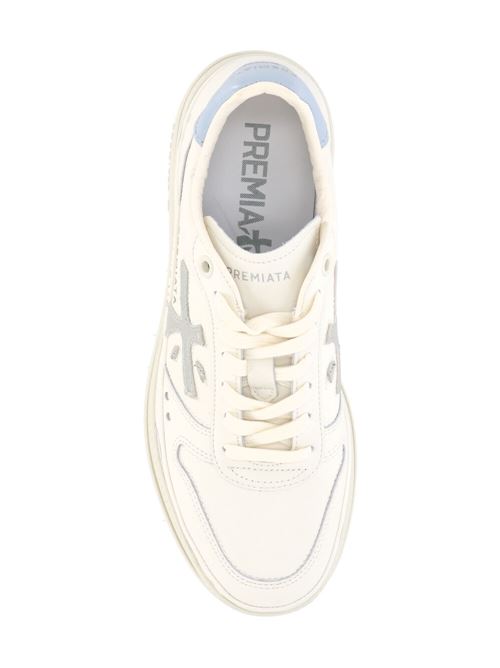 eggshell white/silver-tone/sky blue sneakers Premiata | MICOL6789