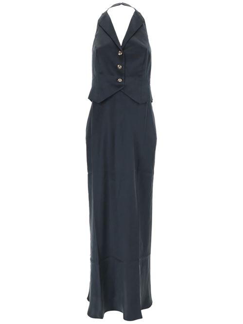 navy blue silk dress RIXO | 10022831243576