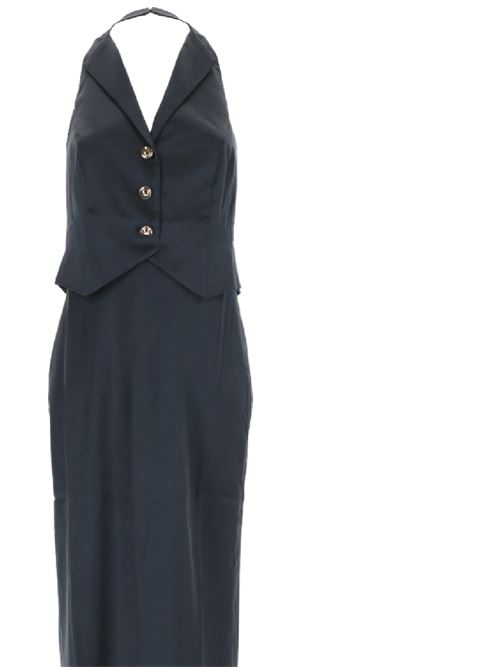 navy blue silk dress RIXO | 10022831243576