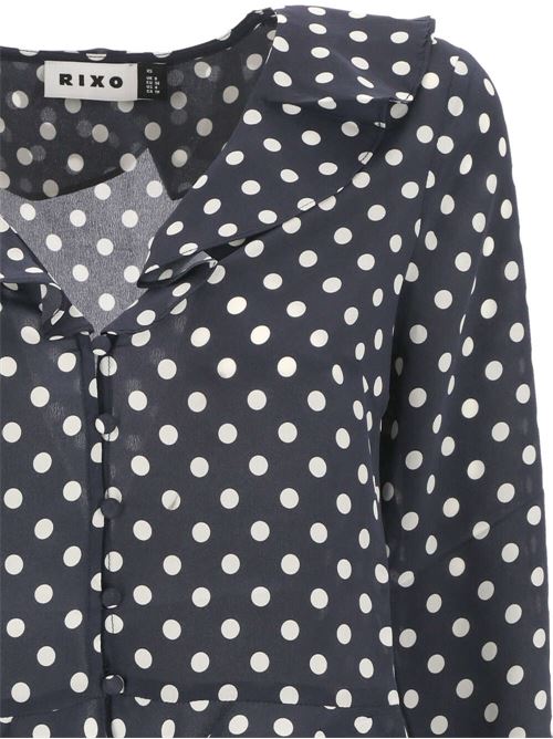 navy blue, white silk cady texture all-over polka Rixo | 30022631243557