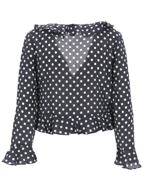 navy blue, white silk cady texture all-over polka Rixo | 30022631243557