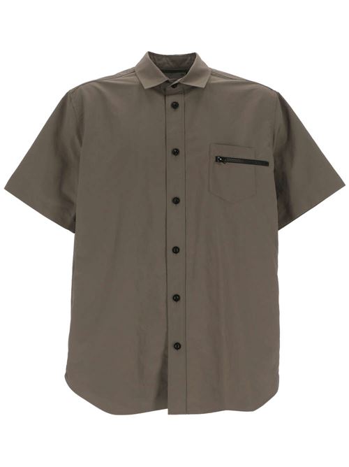 Taupe brown spread collar shirt Sacai | 24-03358M550