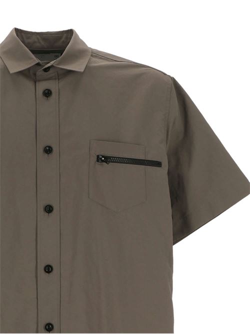 Taupe brown spread collar shirt SACAI | 24-03358M550