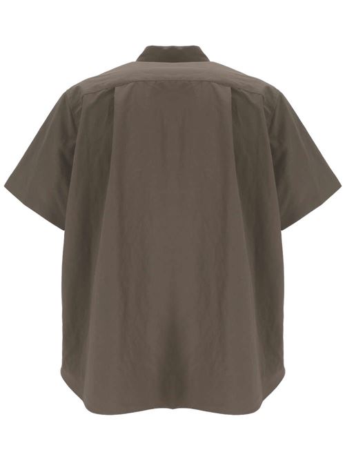 Taupe brown spread collar shirt Sacai | 24-03358M550