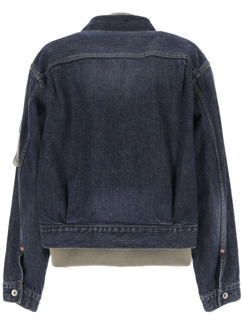 indigo blue/khaki cotton washed denim Sacai | 24-07135433