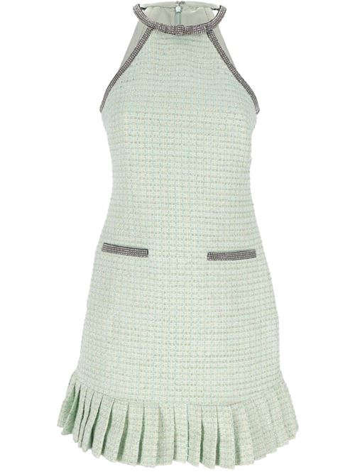 Abito bouclé verde menta dettaglio fiocco Self-Portrait | RS24-047SBLBLUE