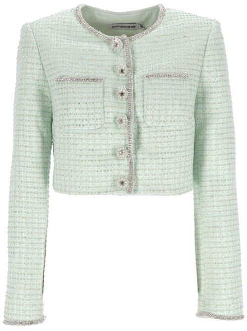 Giacca in tweed blu-verde turchese Self-Portrait | RS24-118TBLBLUE