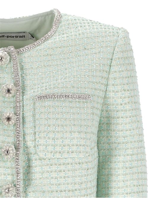 Giacca in tweed blu-verde turchese Self-Portrait | RS24-118TBLBLUE