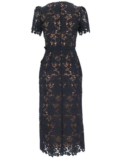 Navy blue/beige floral-lace dress Self-Portrait | RS24-126MBLNAVY