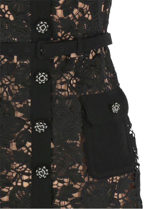 Black/beige floral-lace dress Self-Portrait | RS24-126SBBLACK