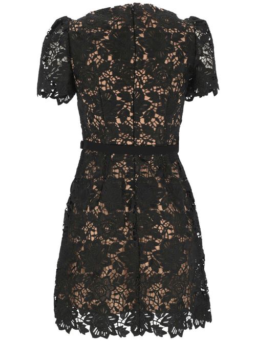 Black/beige floral-lace dress Self-Portrait | RS24-126SBBLACK