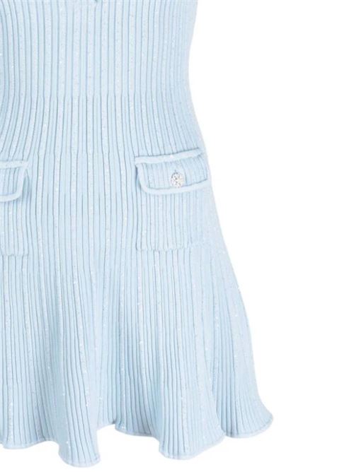 Sky blue knitted construction ribbed knit dress Self-Portrait | RS24-134SBLBLUE