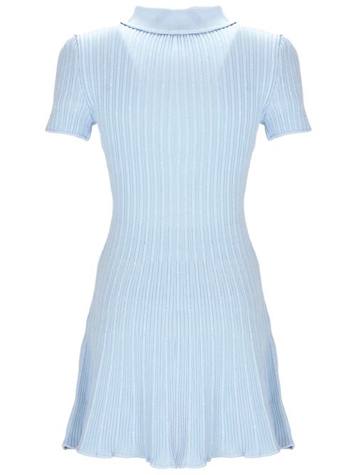 Sky blue knitted construction ribbed knit dress Self-Portrait | RS24-134SBLBLUE