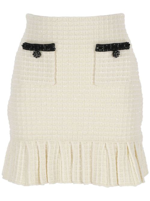 Cream white/black knitted dress Self-Portrait | RS24-150SKCCREAM