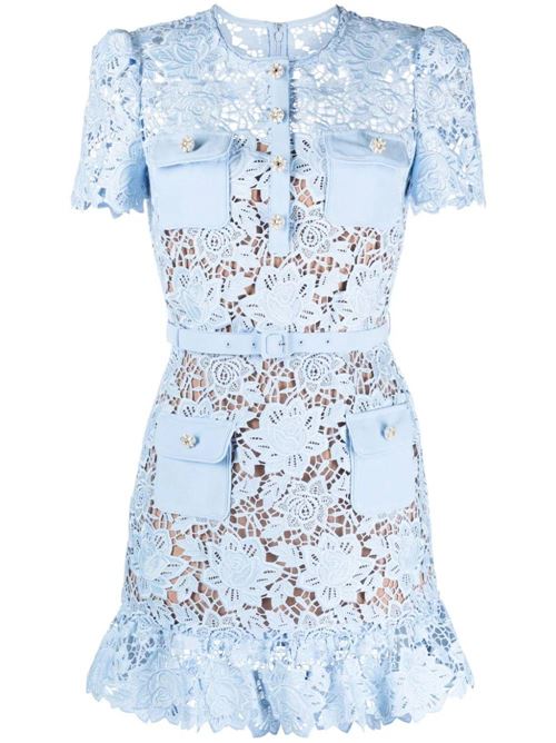 Light blue guipure lace floral dress Self-Portrait | RS24-164SBLBLUE