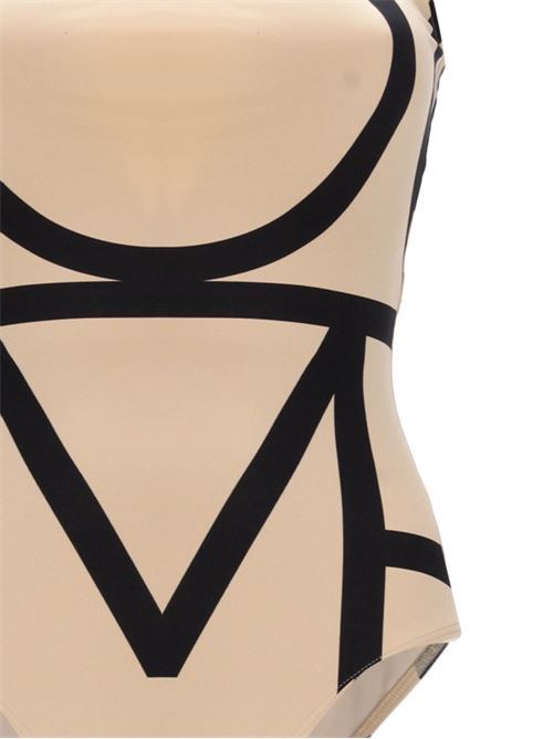 Beige monogram-print swimsuit Toteme | 213842795910