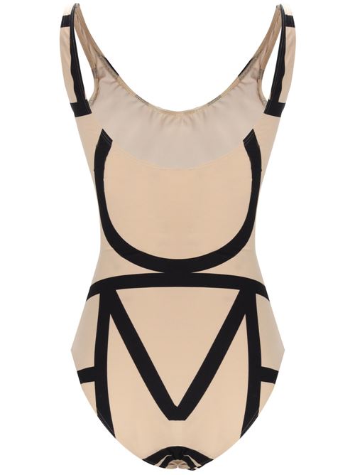 Beige monogram-print swimsuit Toteme | 213842795910