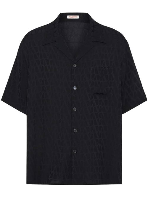 Black silk tonal design shirt Valentino | 4V3AAA909V1MXM