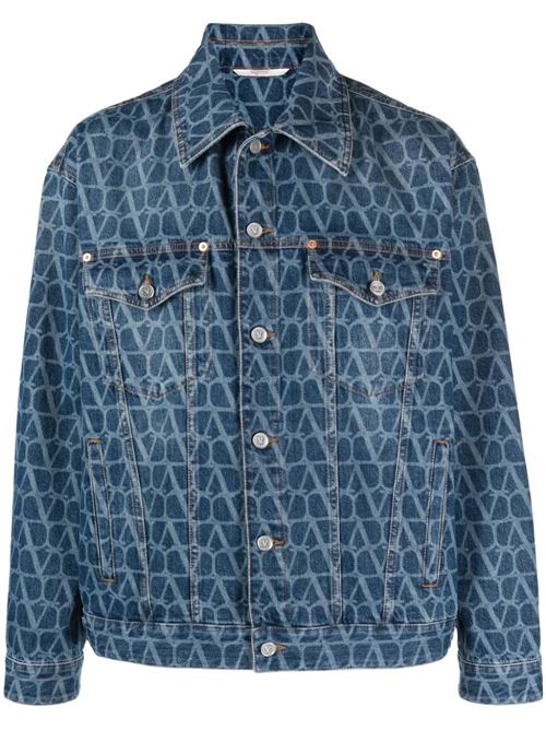 Indigo blue cotton denim jacket Valentino | 4V3DC03E9WE558