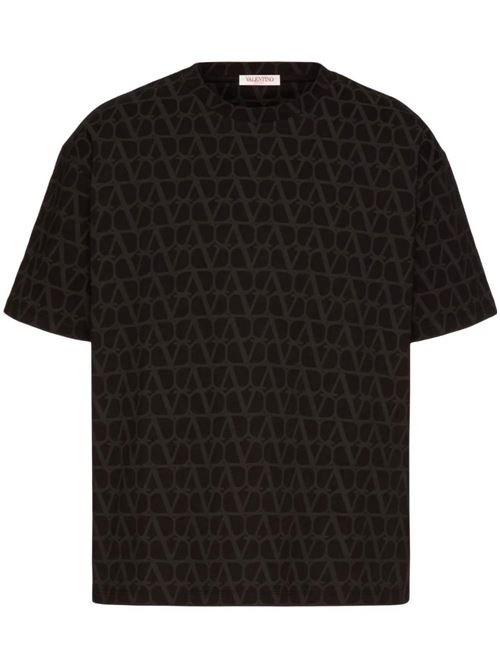 Black cotton round neck t-shirt Valentino | 4V3MG14Y9KCMXM