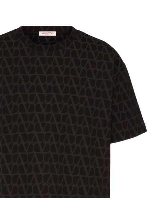 Black cotton round neck t-shirt Valentino | 4V3MG14Y9KCMXM