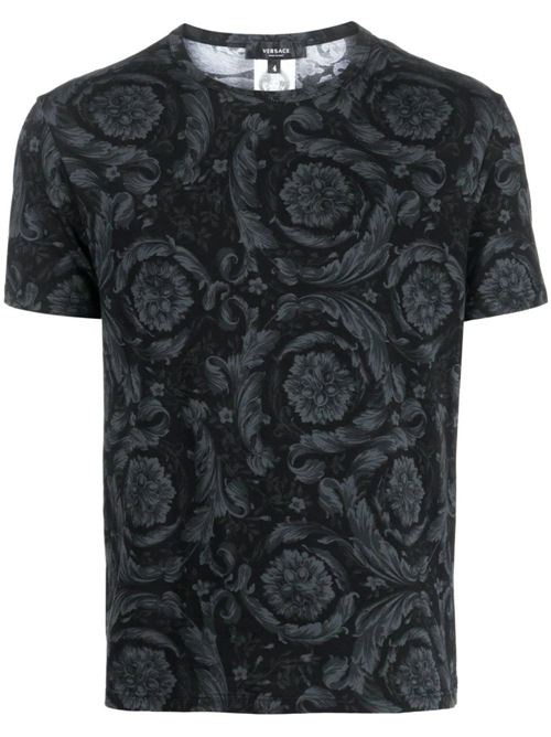 T-shirt in cotone con stampa barocca Versace | 10009591A005155B050