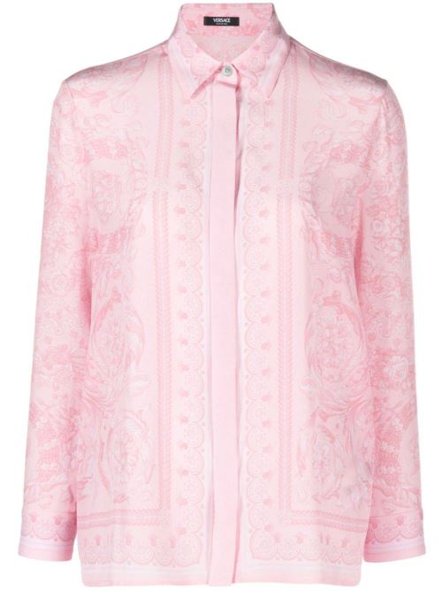 Rose pink silk georgette shirt Versace | 10013601A100535P950