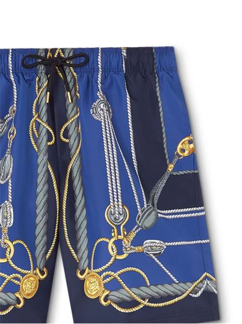 Navy blue/multicolour shorts Versace | 10025171A099135U170