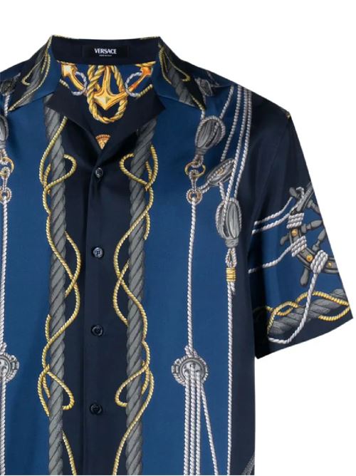 Blue/multicolour silk shirt Versace | 10039261A097625U170