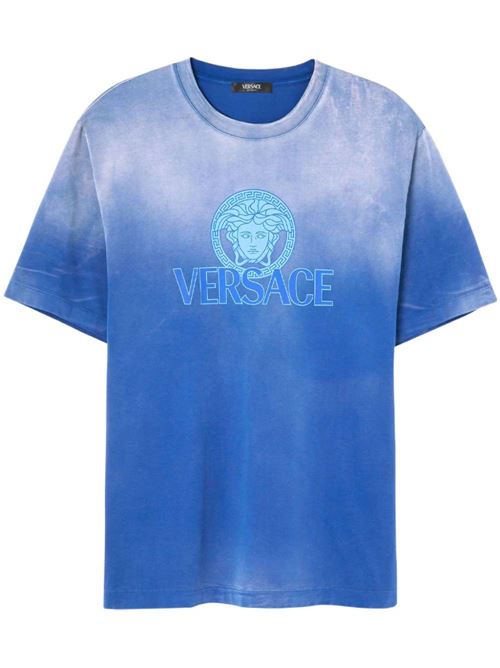 T-shirt in cotone con Medusa e logo Versace | 10133021A098641UI10